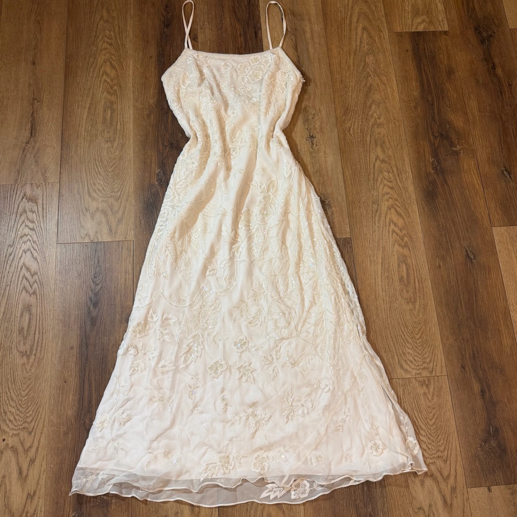 Vintage Y2k 100% Silk Beaded Dress Vintage Beaded Dress Vintage Wedding Dress